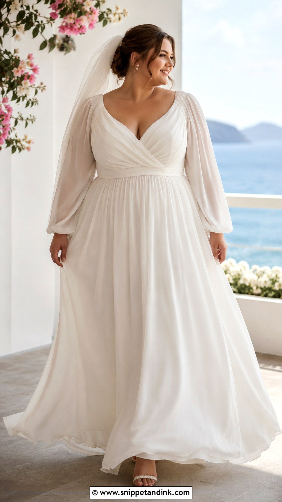 Plus Size Chiffon Wedding Dress With Sleeves - Snippet and Ink - 25 Plus Size Wedding Dresses with Sleeves
