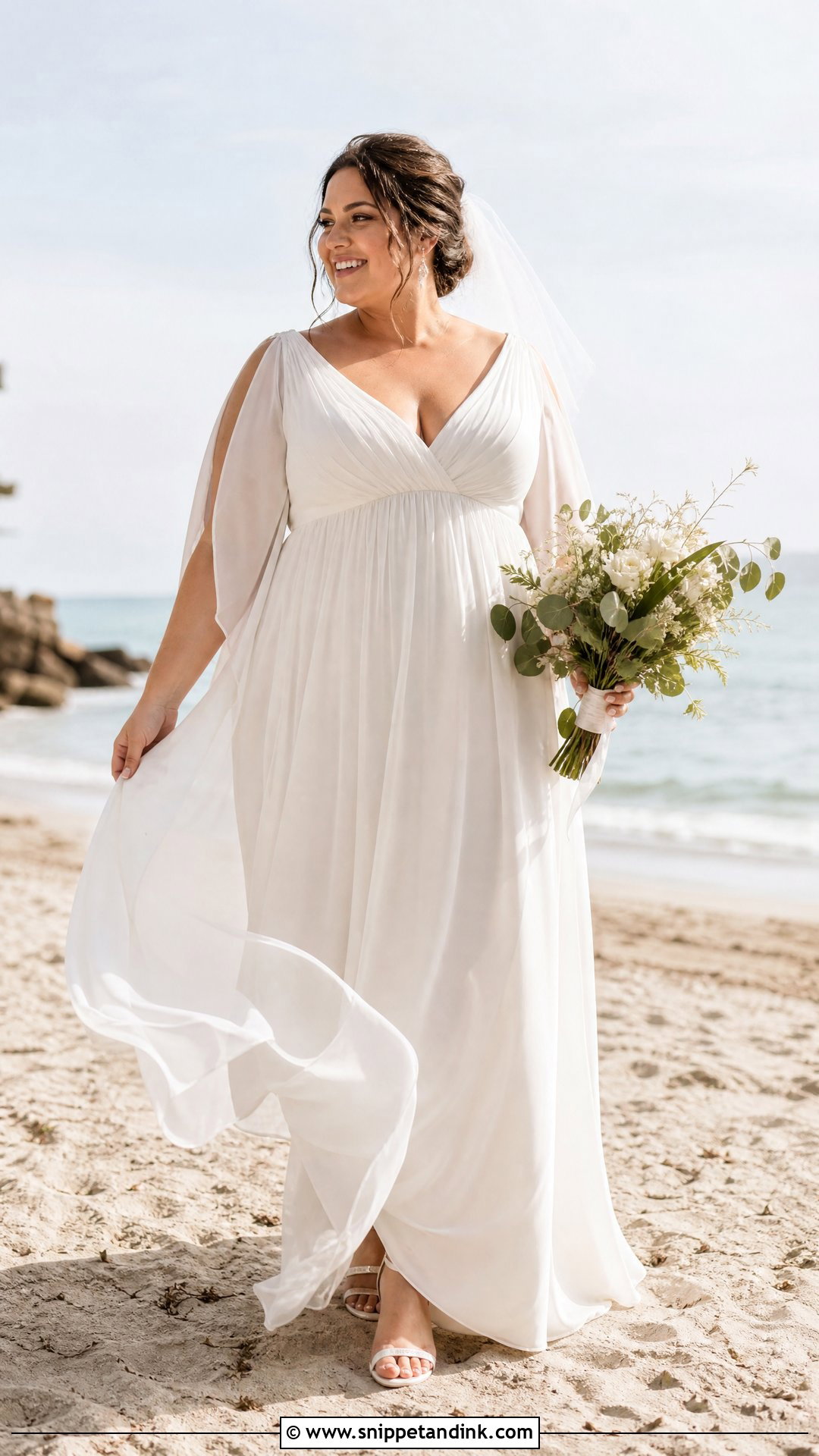 Plus Size Chiffon Wedding Dress With Split Sleeves - Snippet and Ink - 20 Plus Size Wedding Dress with Sleeves