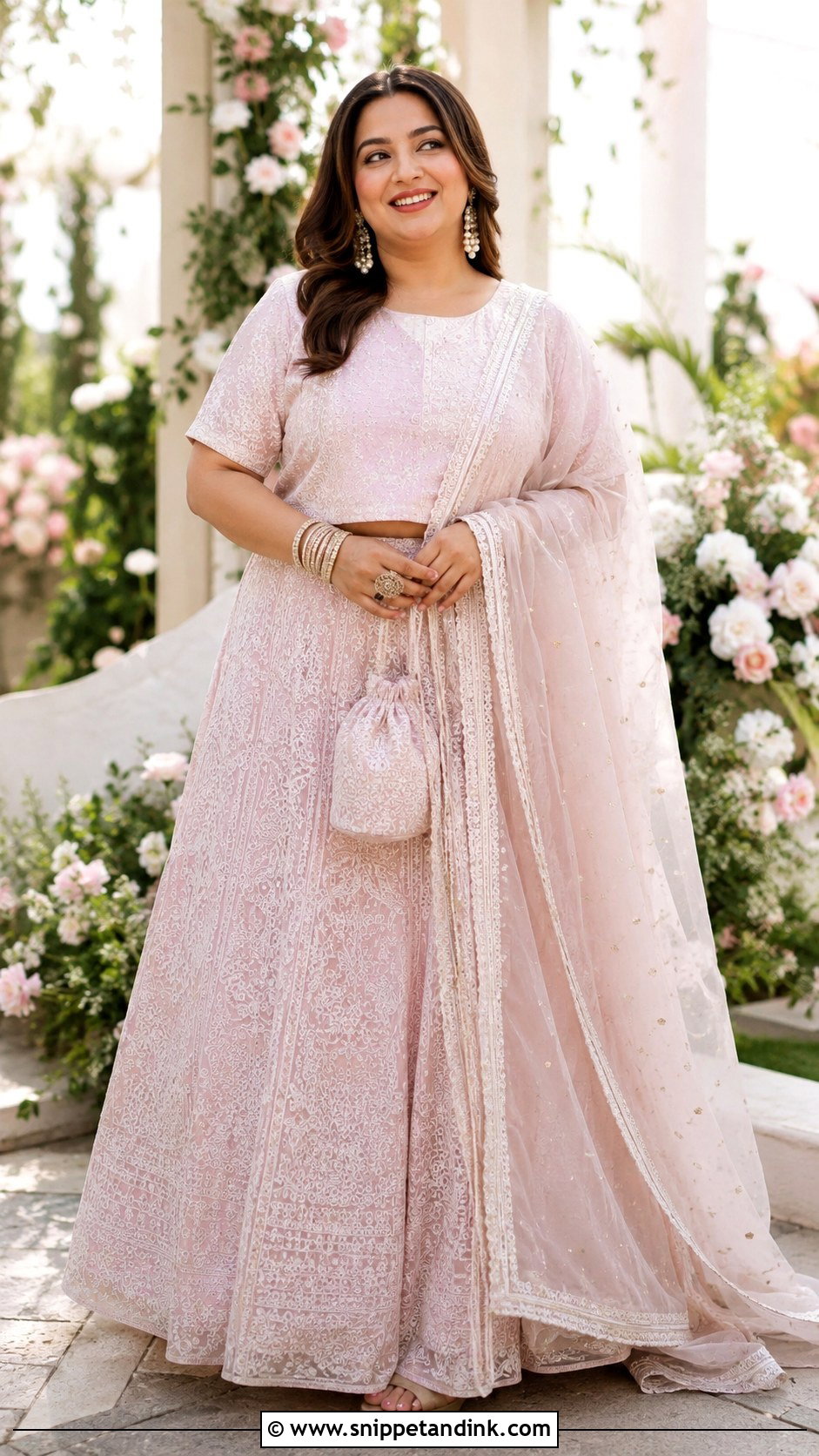 Plus Size Chikankari Lehenga for Wedding - Snippet and Ink - 30 Plus Size Indian Outfits for Wedding