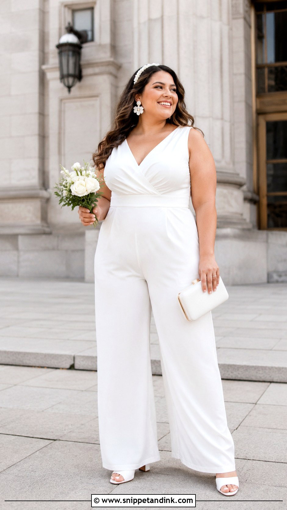 Plus Size Civil Wedding Jumpsuit With Wide Legs - Snippet and Ink - 20 Civil Wedding Jumpsuit Ideas