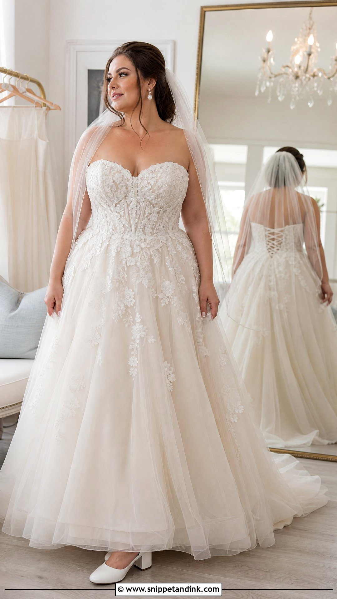 Plus Size Corset Back Tulle Wedding Dress - Snippet and Ink - 20 Wedding Dresses for Curvy Brides Plus Size