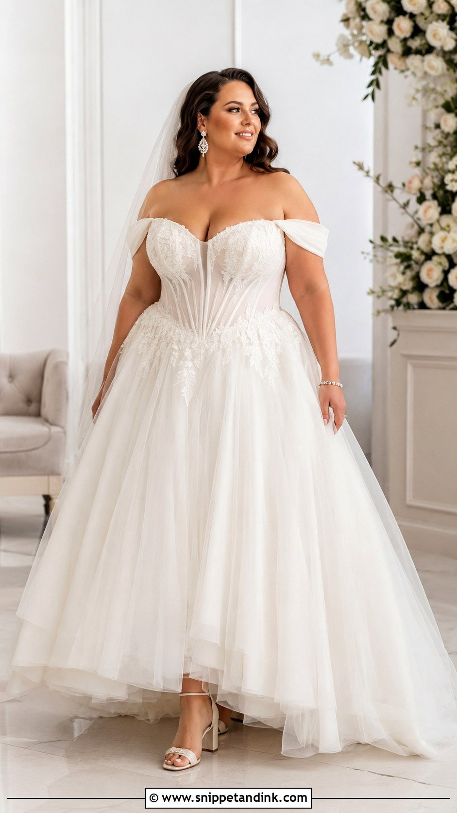 Plus Size Corset Ball Gown Bridal Outfit - Snippet and Ink - 20 Bride Wear Ideas