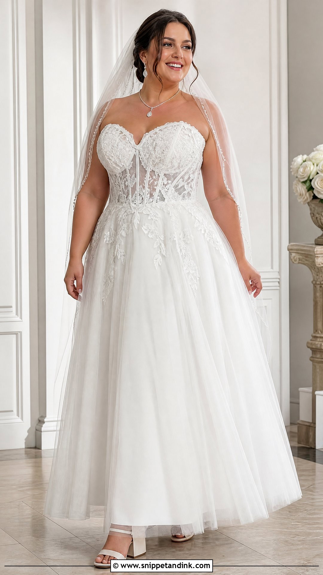 Plus Size Corset Bodice A Line Wedding Dress - Snippet and Ink - 20 Plus Size a Line Wedding Dresses
