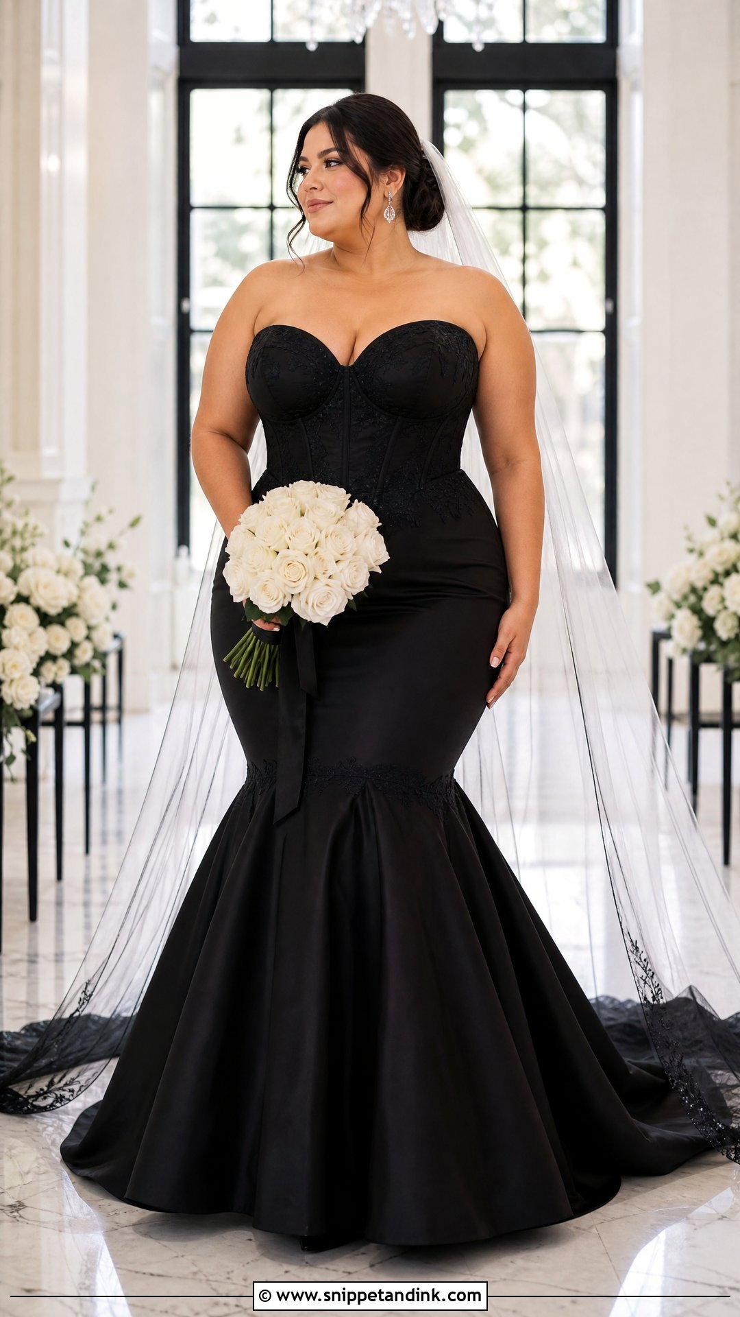 Plus Size Corset Mermaid Black Wedding Dress - Snippet and Ink - 20 Tight Fitting Black Wedding Dress Ideas