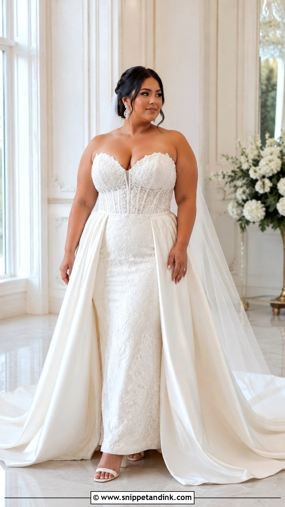 Plus Size Corset Removable Train Wedding Dress - Snippet and Ink - 20 Removable Train Wedding Dress Ideas