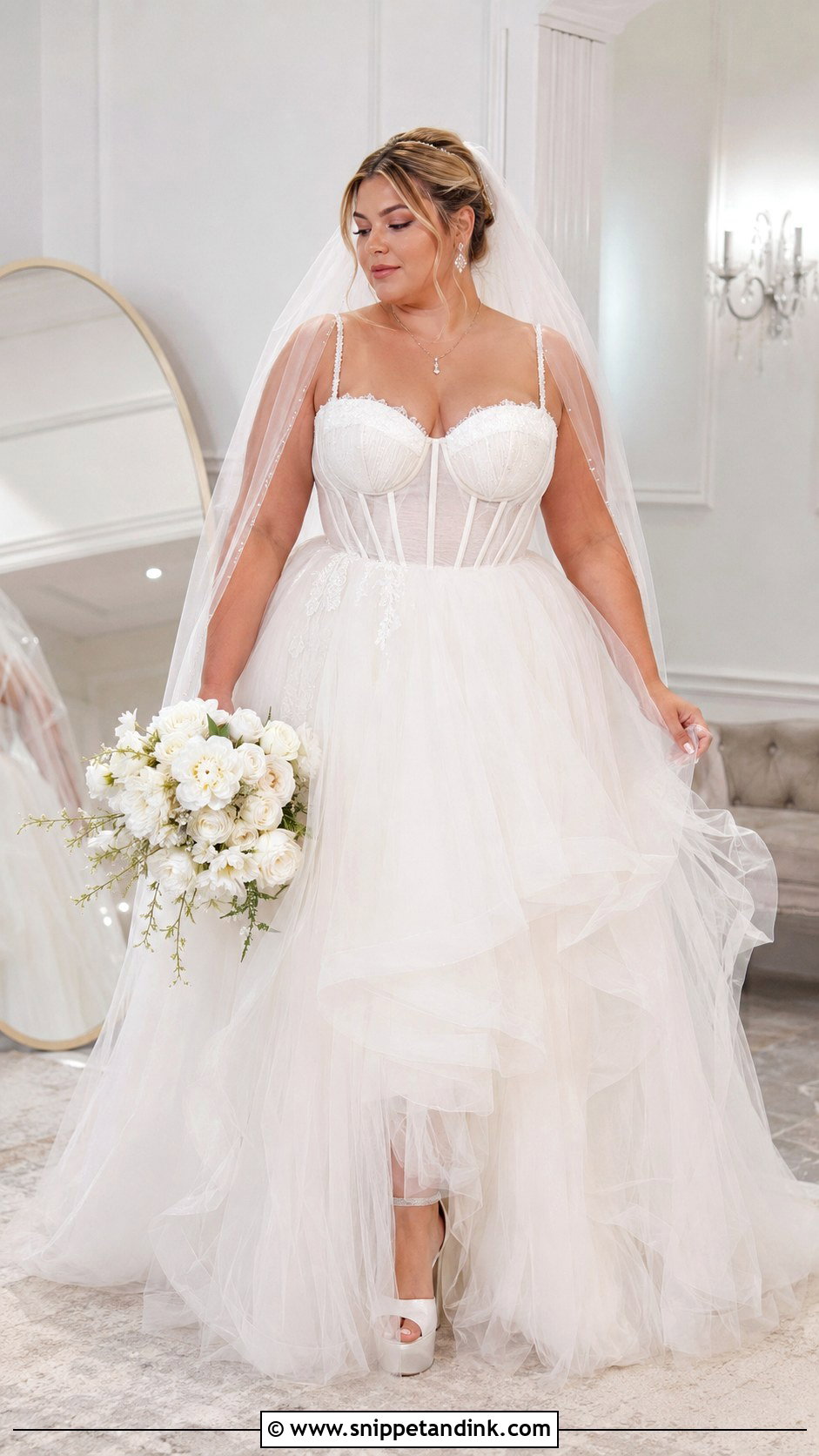 Plus Size Corset Tulle Wedding Dress - Snippet and Ink - 20 Fat Wedding Dress Ideas
