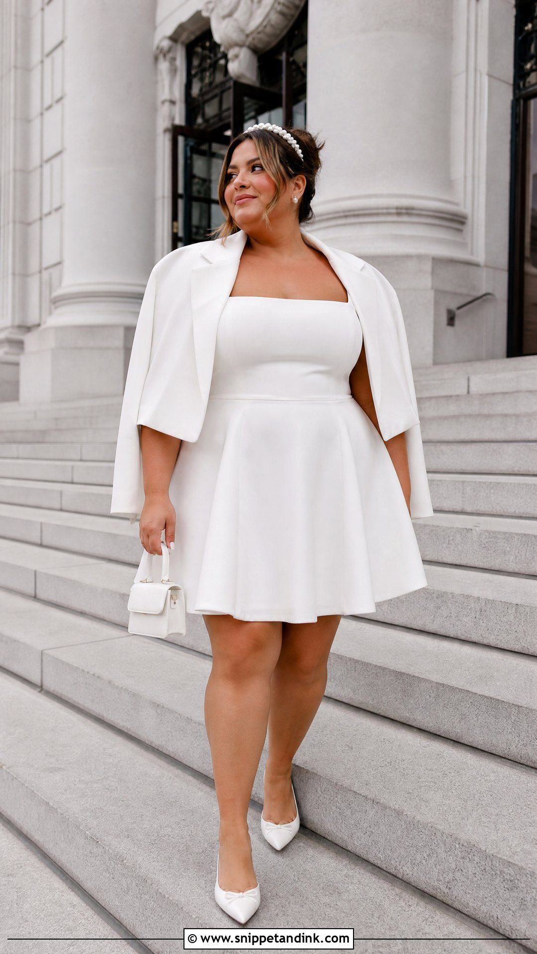 Plus Size Courthouse Mini Elopement Dress - Snippet and Ink - 20 Plus Size Elopement Dress Ideas