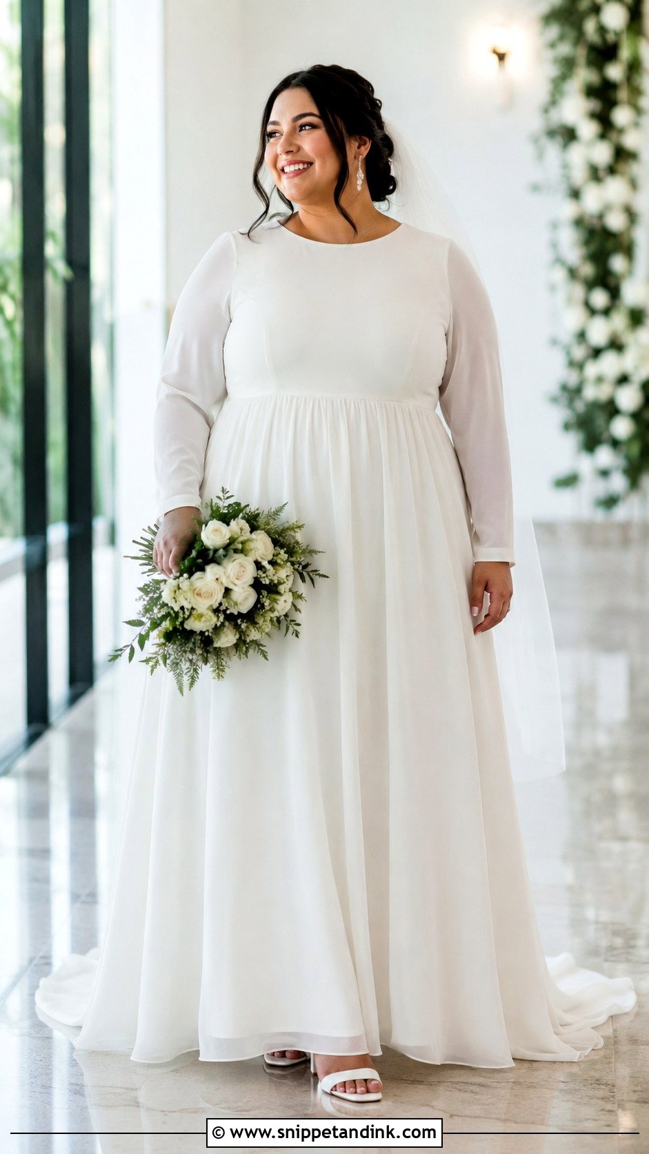 Plus Size Covered Wedding Dress With Empire Waist - Snippet and Ink - 20 Covered Wedding Dresses
