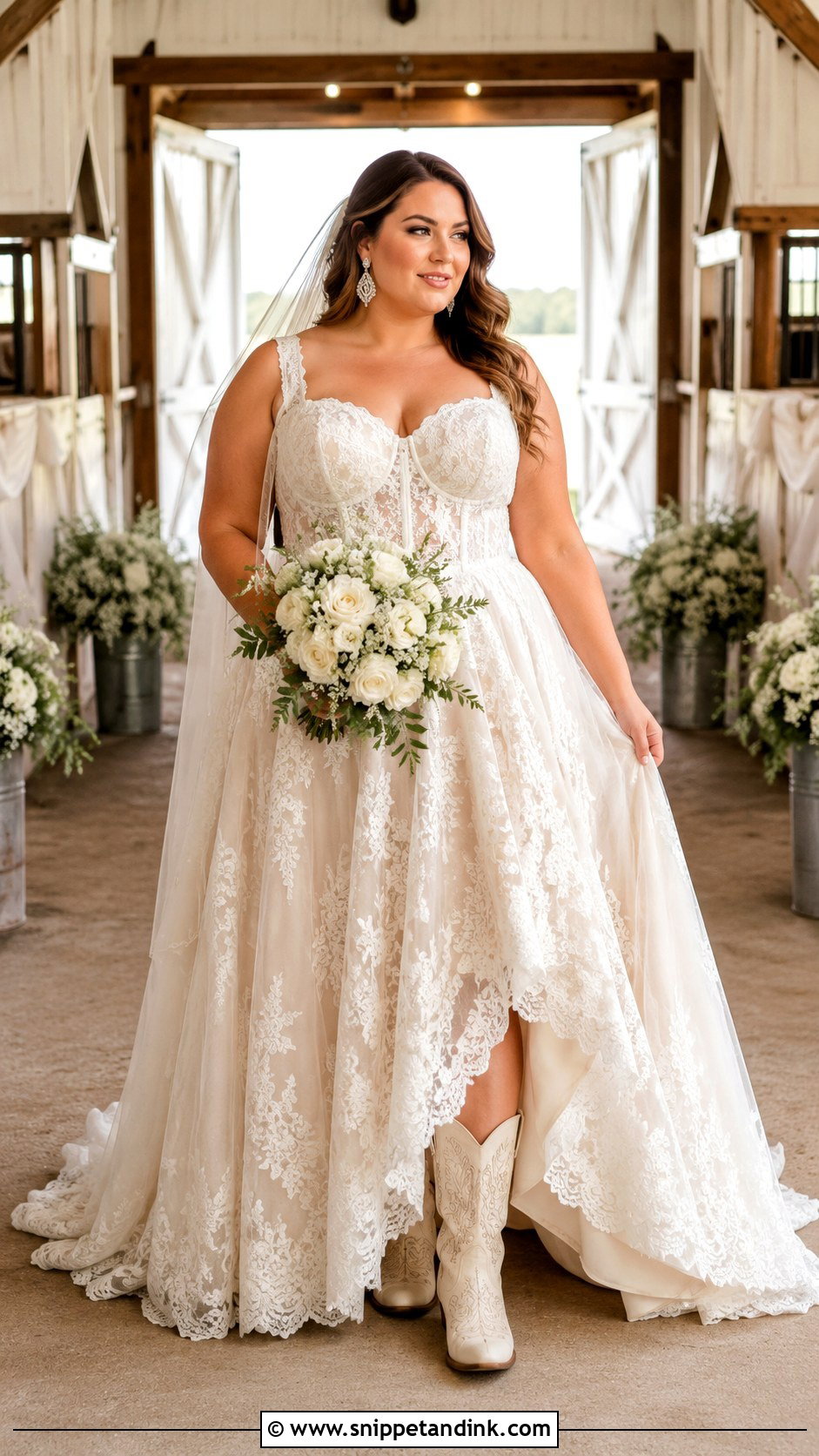 Plus Size Cowboy Wedding Dress With Corset Bodice - Snippet and Ink - 20 Cowboy Wedding Dress Ideas