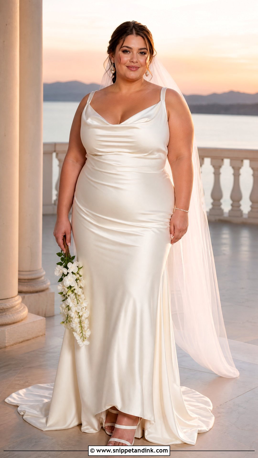 Plus Size Cowl Neck Satin Wedding Dress - Snippet and Ink - 20 Plus Size Simple Wedding Dress Ideas