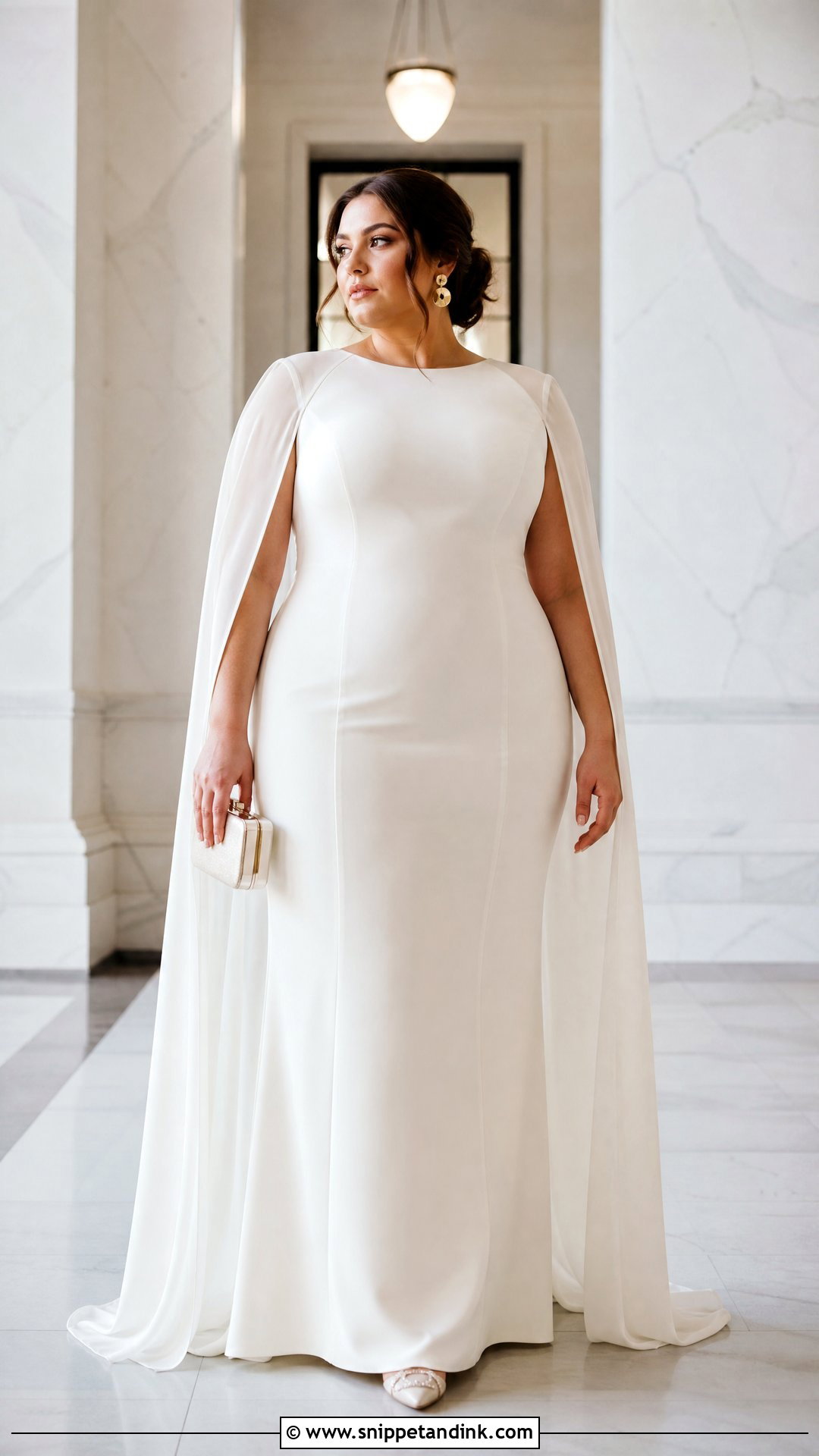 Plus Size Crepe Column Elopement Dress - Snippet and Ink - 20 Plus Size Elopement Dress Ideas