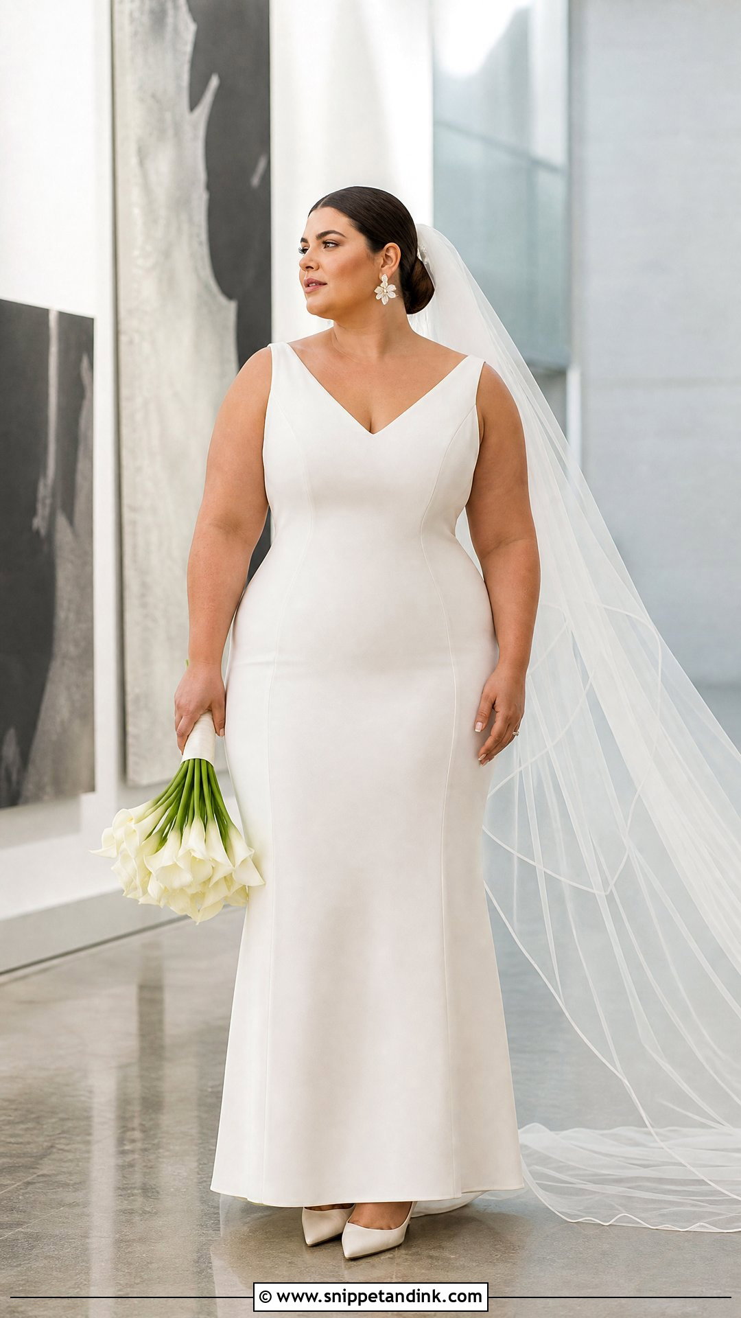 Plus Size Crepe Sheath Wedding Dress - Snippet and Ink - 20 Wedding Dress for Plus Size Women Ideas
