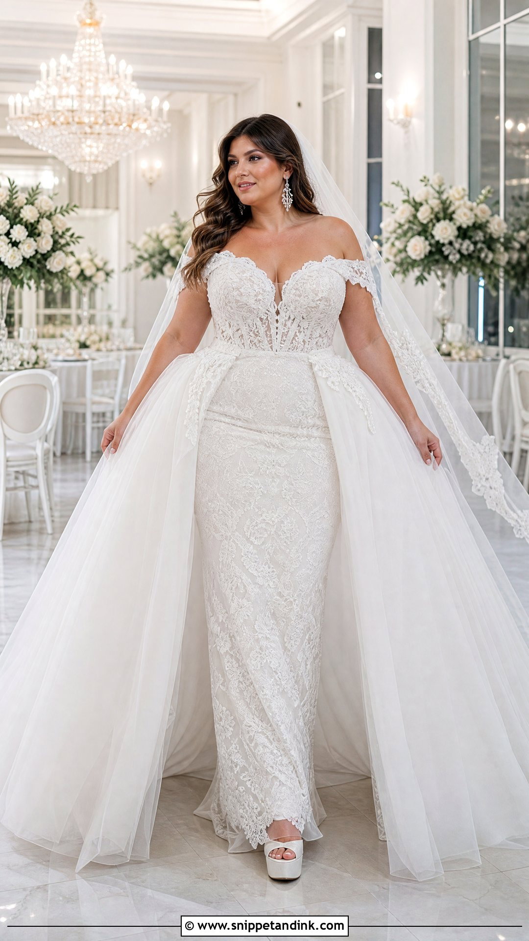 Plus Size Detachable Overskirt Wedding Dress - Snippet and Ink - 20 Wedding Dress for Plus Size Ideas