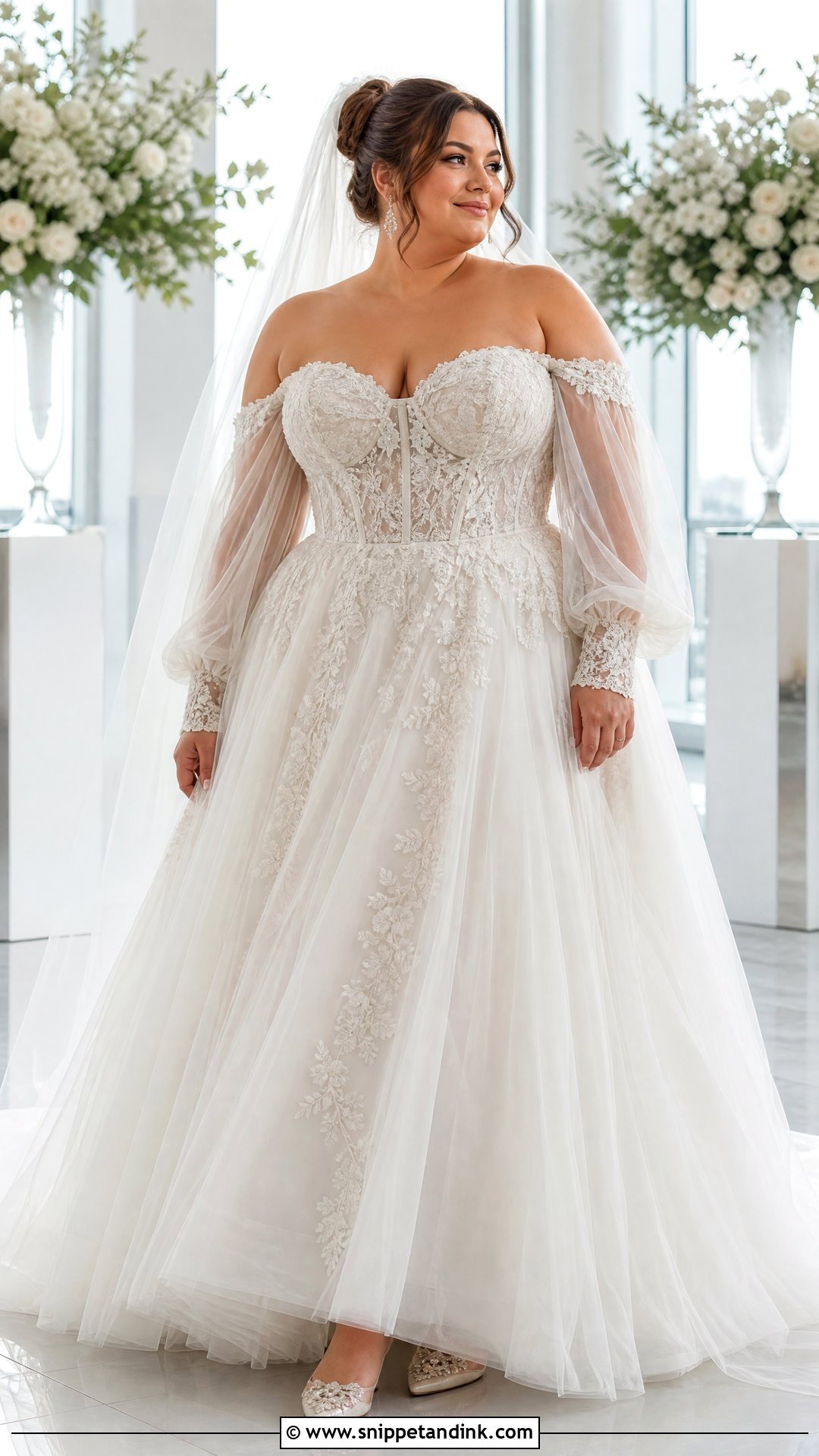 Plus Size Detachable Sleeve Ball Gown Wedding Dress - Snippet and Ink - 20 Plus Size Ball Gown Wedding Dresses