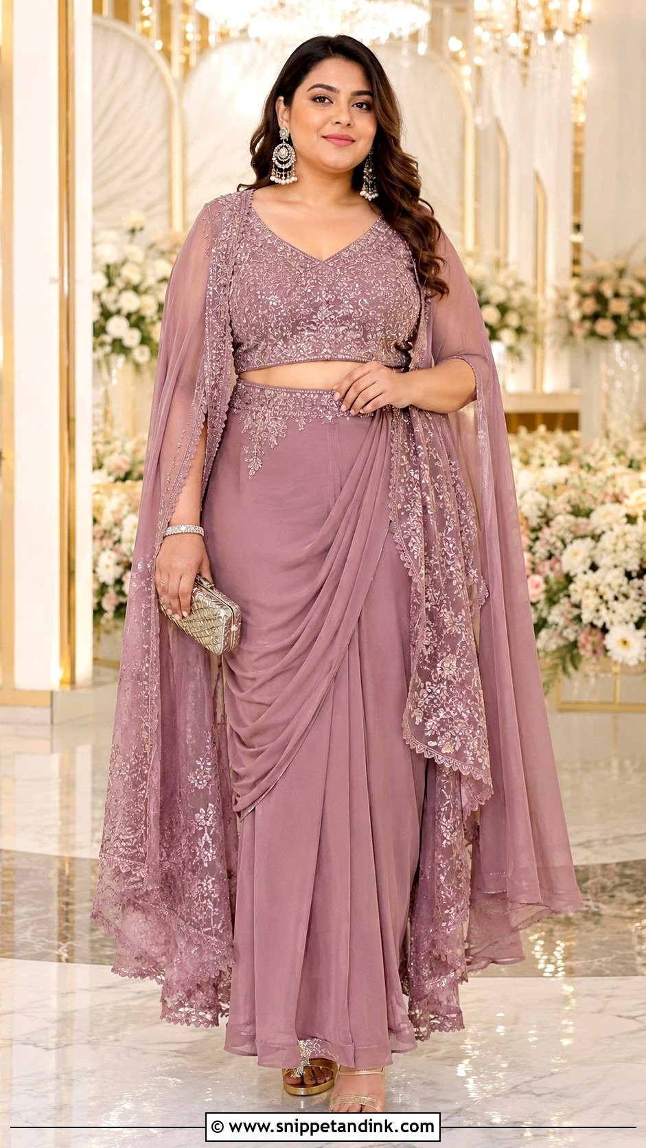 Plus Size Drape Skirt Set for Wedding - Snippet and Ink - 30 Plus Size Indian Outfits for Wedding