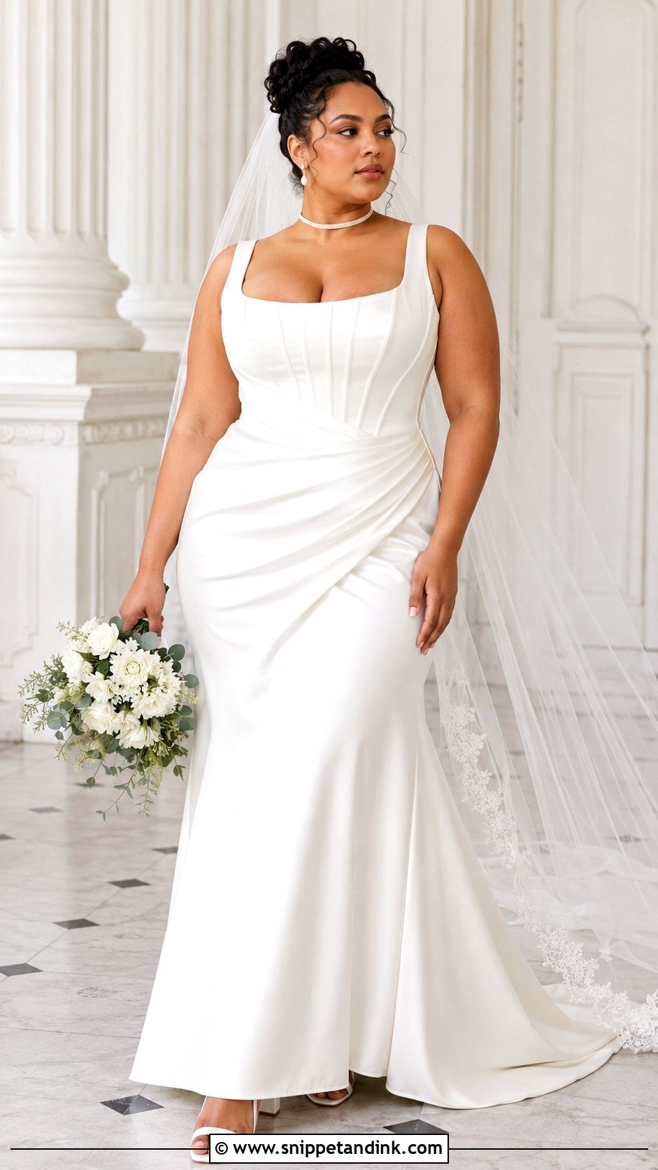 Plus Size Draped Corset Wedding Dress - Snippet and Ink - 20 Barbra Palvin Wedding Dress Ideas