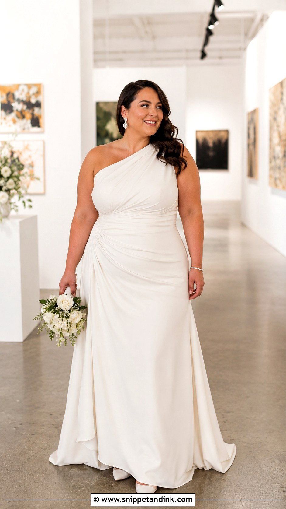 Plus Size Draped One Shoulder Wedding Dress - Snippet and Ink - 20 Big Size Wedding Dress Ideas