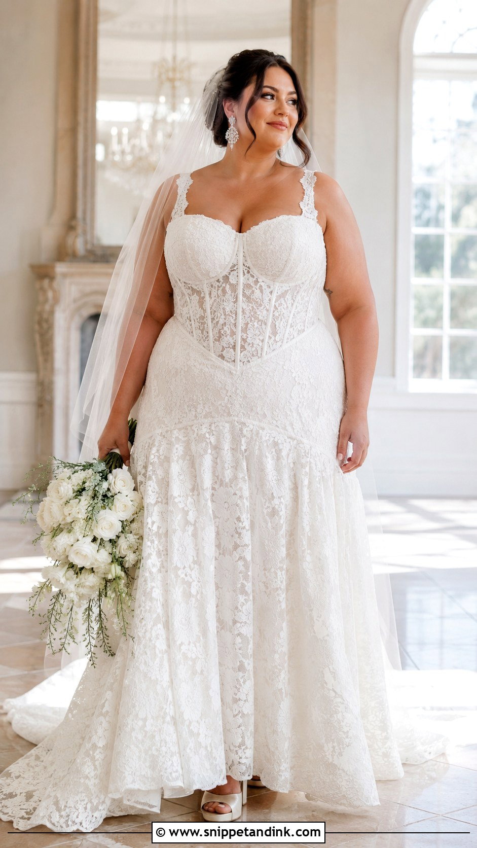 Plus Size Drop Waist Lace Wedding Dress - Snippet and Ink - 20 Drop Waist Lace Wedding Dress Ideas
