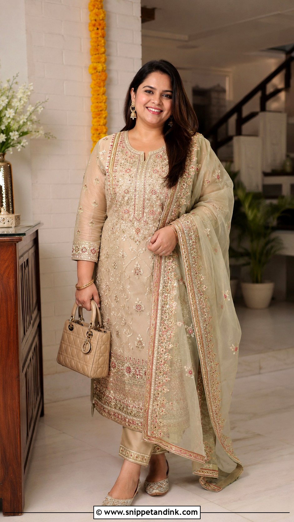 Plus Size Embroidered Kurta Set for Wedding - Snippet and Ink - 30 Plus Size Indian Outfits for Wedding