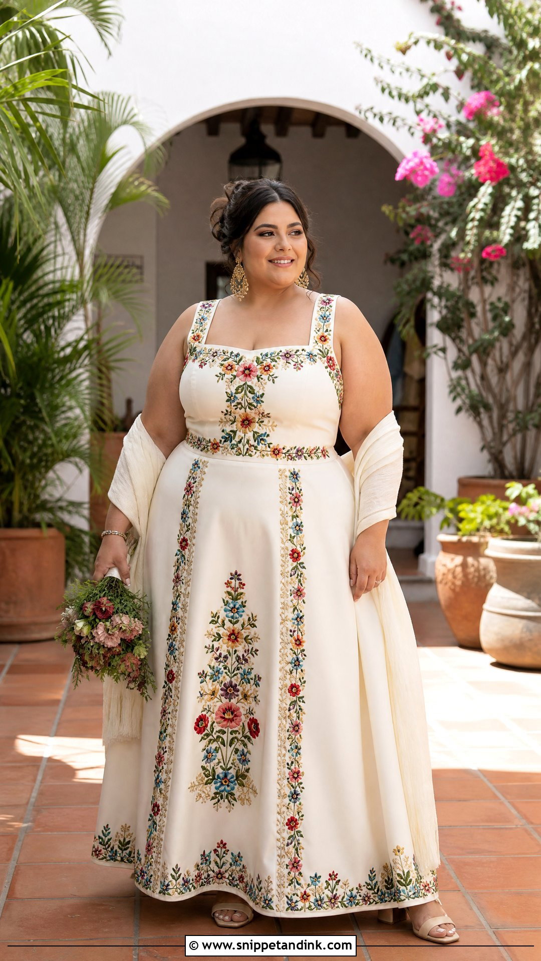 Plus Size Embroidered Mexican Wedding Dress - Snippet and Ink - 25 Embroidered Mexican Wedding Dress Ideas