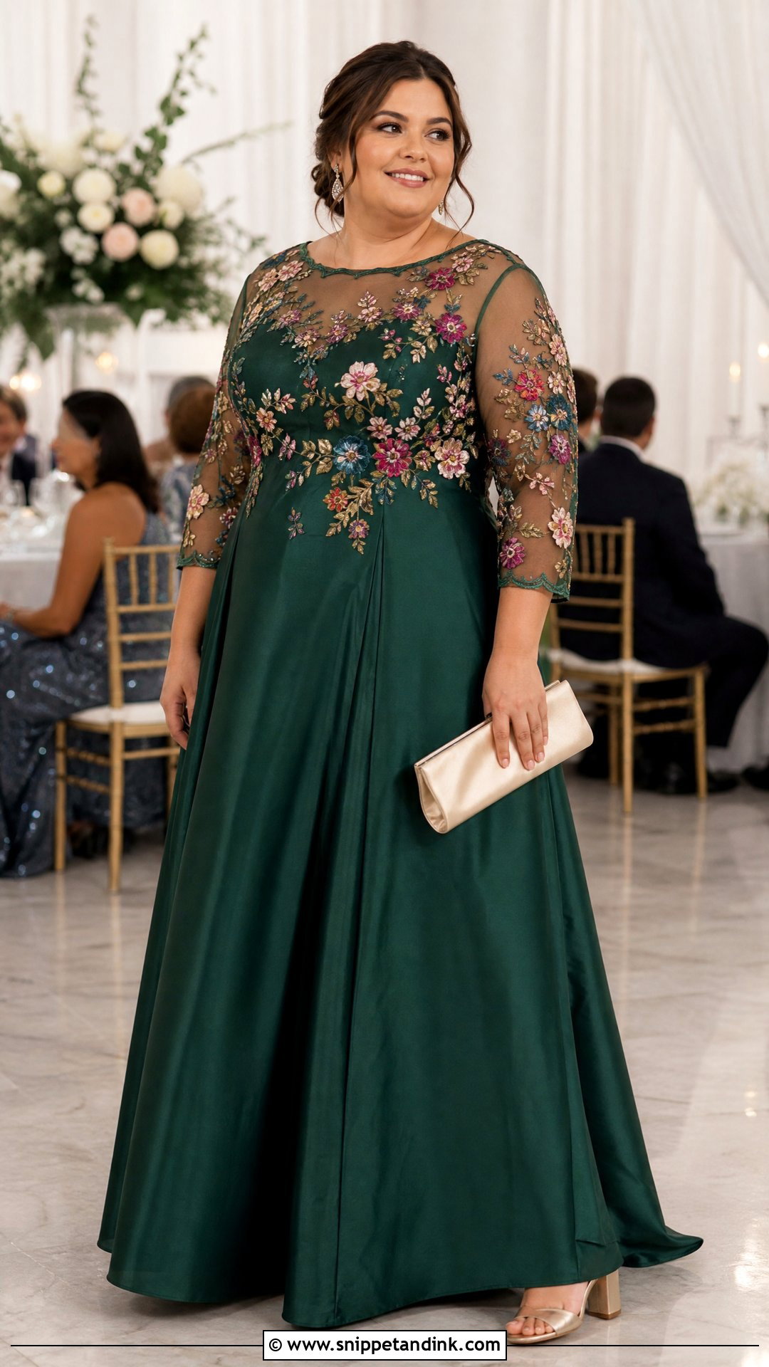 Plus Size Embroidered Sleeve Gown - Snippet and Ink - 20 Plus Size Gowns Formal Wedding Parties