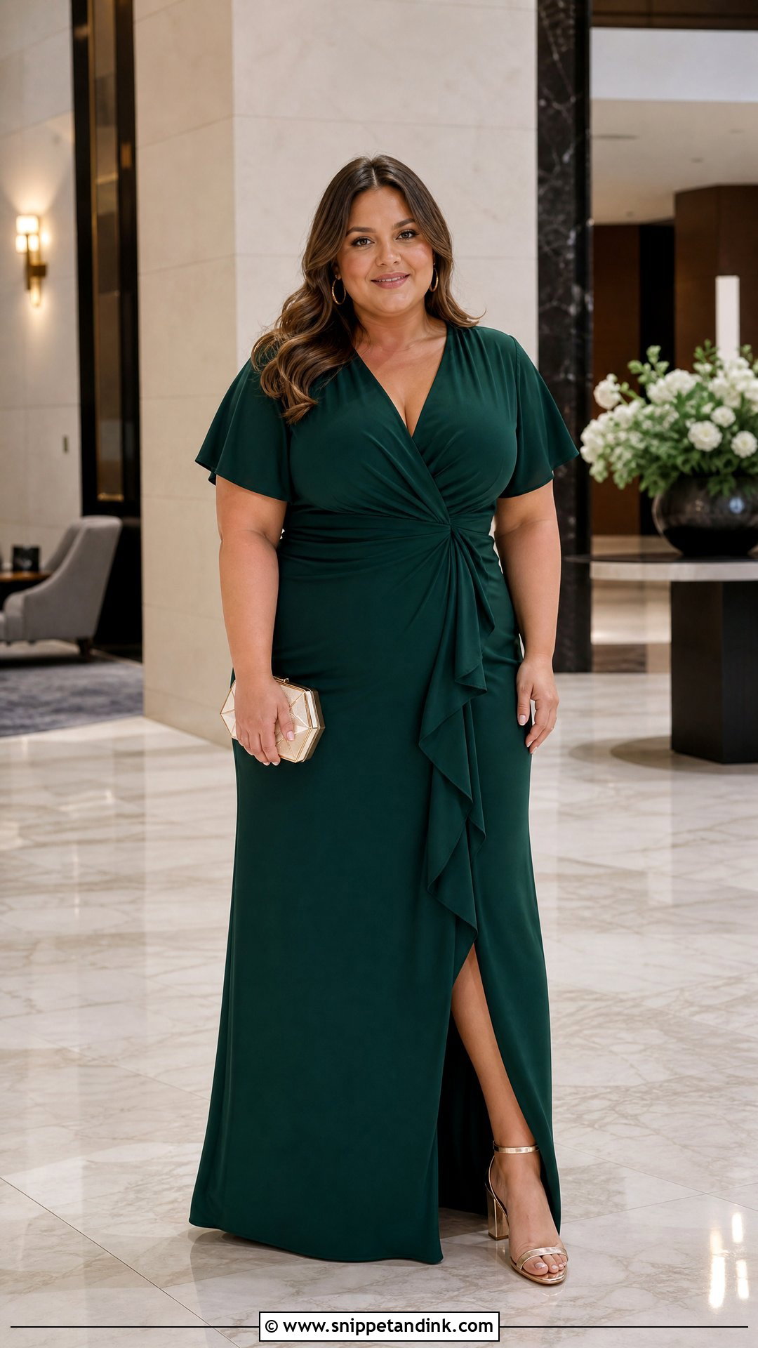 Plus Size Emerald Green Wrap Gown - Snippet and Ink - 20 Plus Size Gowns Formal Wedding Parties