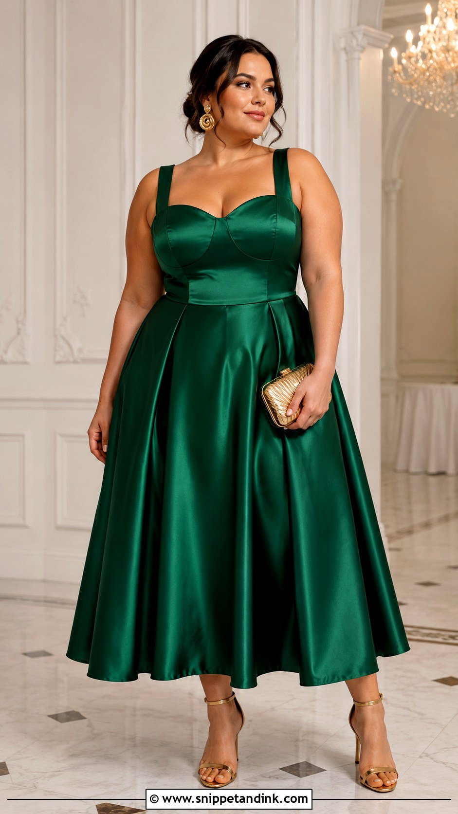 Plus Size Emerald Satin A Line Gown - Snippet and Ink - 20 Plus Size Formal Dresses for Wedding