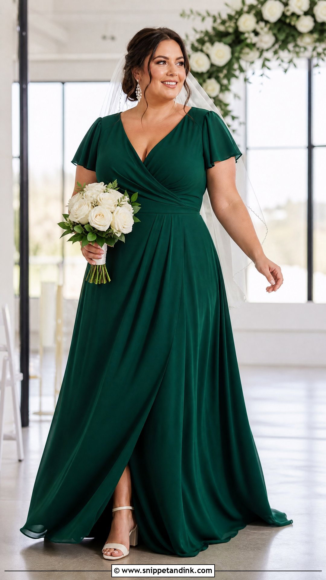Plus Size Emerald Wrap Wedding Dress - Snippet and Ink - 25 Emerald Wedding Dress Ideas