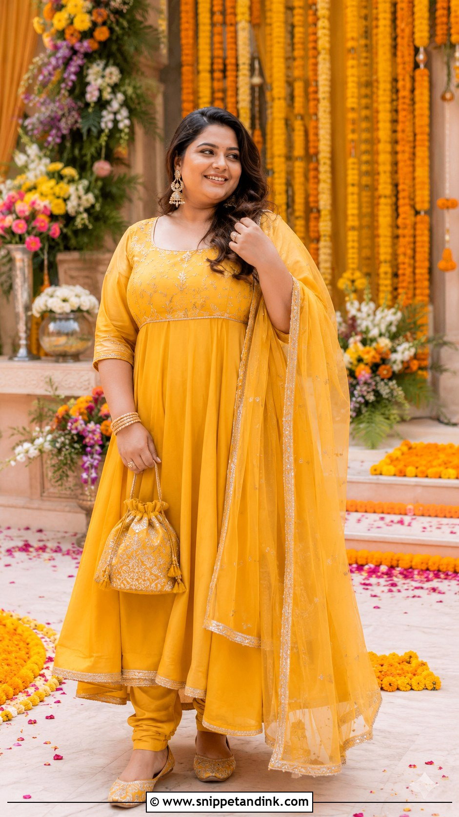 Plus Size Empire Anarkali Haldi Outfit - Snippet and Ink - 20 Haldi Rasam Dress Ideas