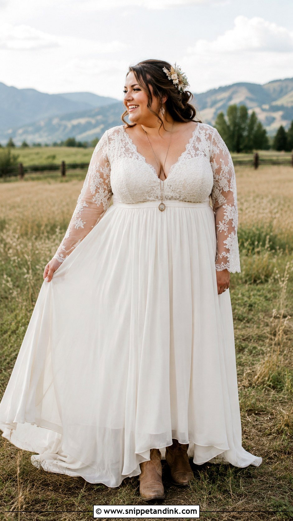 Plus Size Empire Waist Boho Country Wedding Dress - Snippet and Ink - 20 Boho Country Wedding Dress Ideas