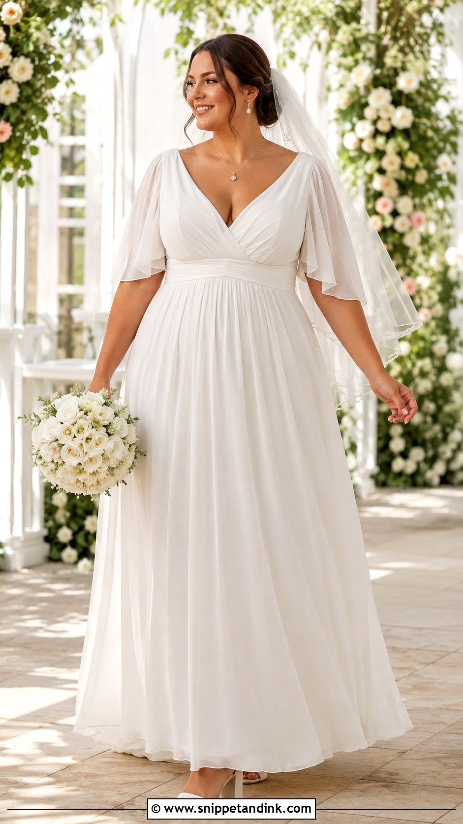 Plus Size Empire Waist Butterfly Sleeve Wedding Dress - Snippet and Ink - 20 Butterfly Sleeve Wedding Dress Ideas