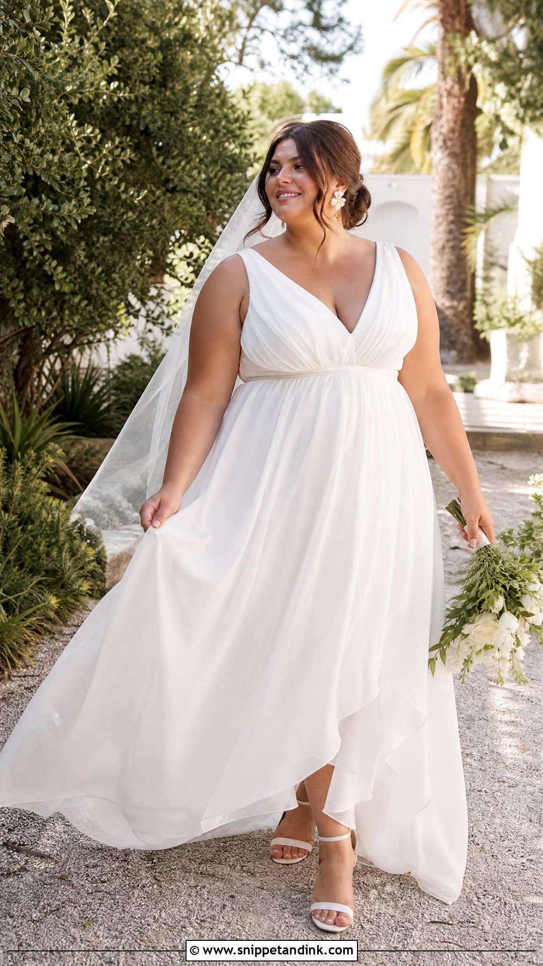 Plus Size Empire Waist Chiffon Wedding Dress - Snippet and Ink - 20 Wedding Dress for Plus Size Women Ideas