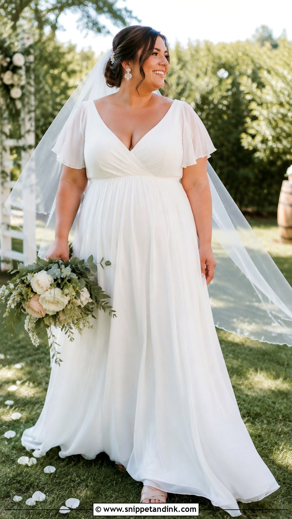Plus Size Empire Waist Chiffon Wedding Dress - Snippet and Ink - 20 Large Wedding Dress Ideas