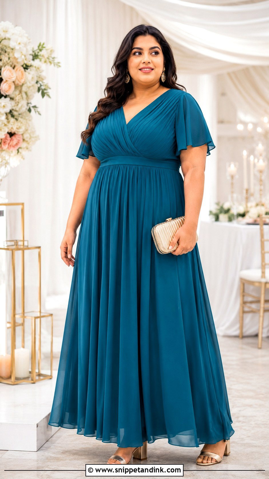 Plus Size Empire Waist Marriage Party Dress With Block Heels - Snippet and Ink - 20 Marriage Party Dresses for Women