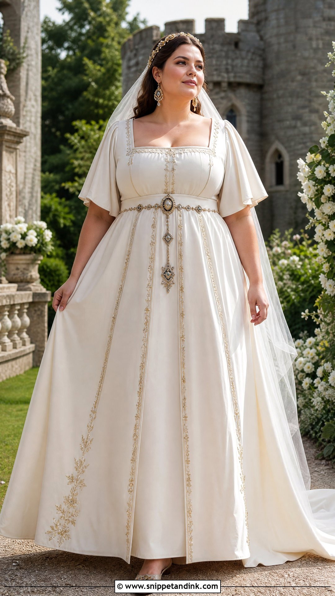 Plus Size Empire Waist Medieval Queen Wedding Dress - Snippet and Ink - 20 Medieval Queen Wedding Dress Ideas