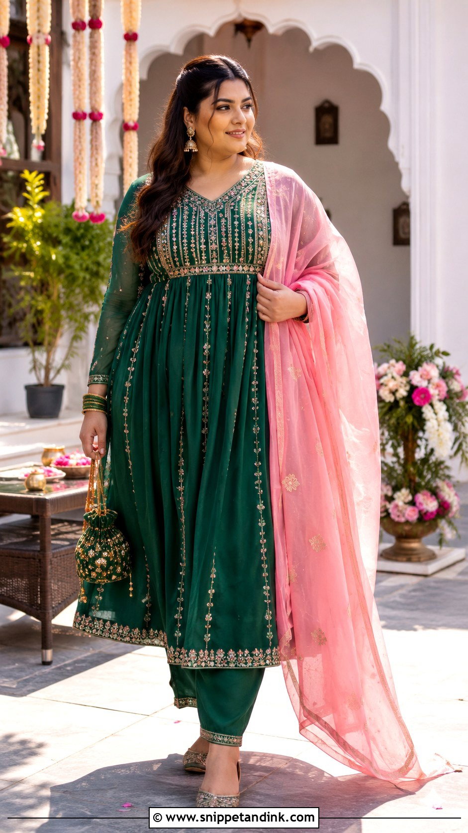 Plus Size Empire Waist Mehendi Suit - Snippet and Ink - 20 Mehendi Suits Mehndi Outfit