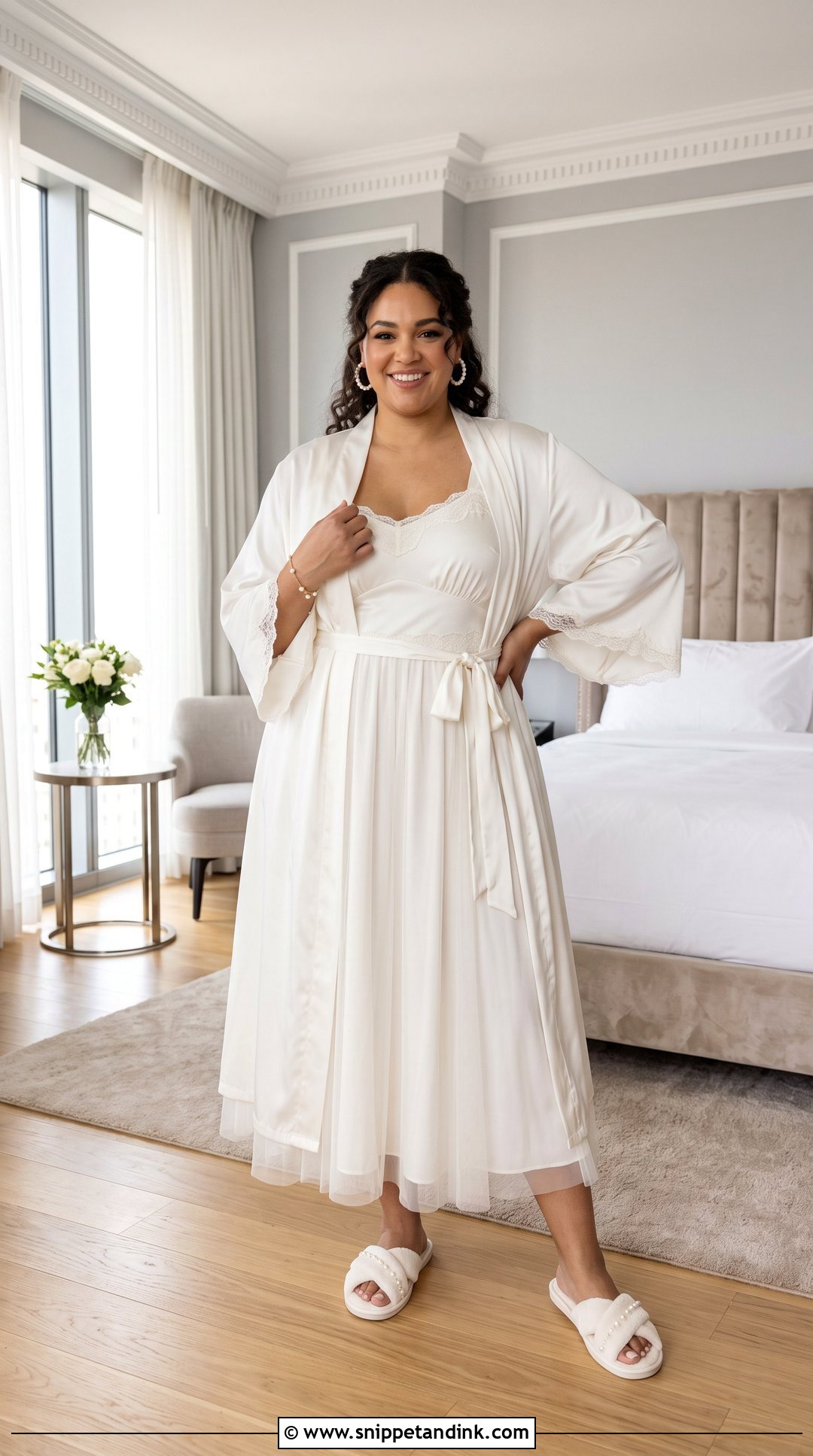 Plus Size Empire Waist Nightgown With Robe - Snippet and Ink - 20 Wedding Nightgown Ideas