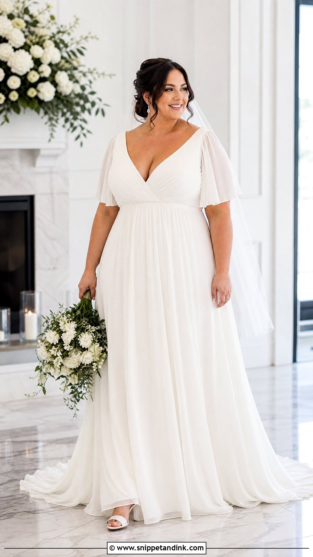 Plus Size Empire Waist Sweep Train Wedding Dress - Snippet and Ink - 20 Sweep Train Wedding Dress Ideas