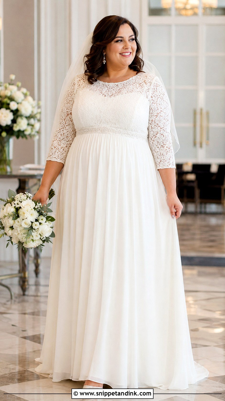 Plus Size Empire Waist Wedding Dress - Snippet and Ink - 20 Modest Long Sleeve Wedding Dresses
