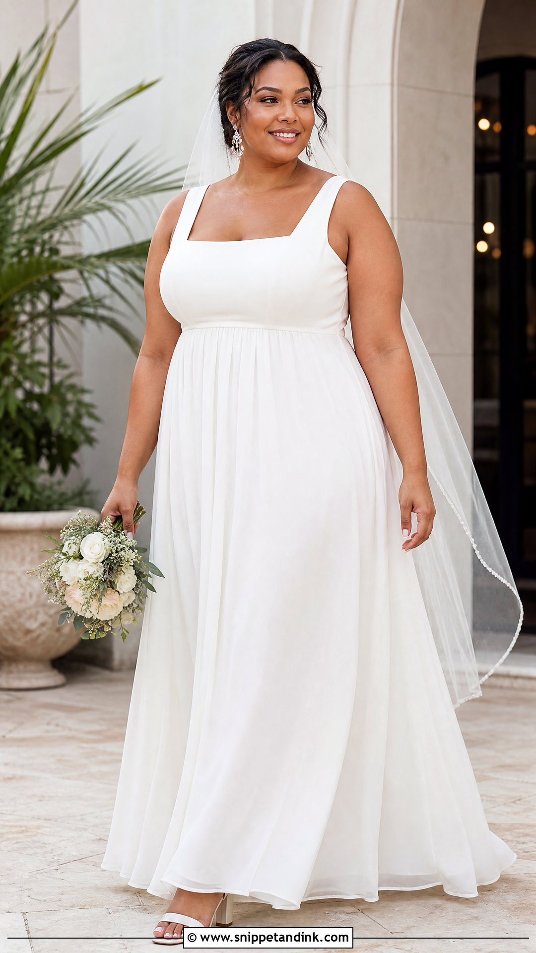 Plus Size Empire Waist Wedding Dress With Block Heels - Snippet and Ink - 20 Top Wedding Dresses