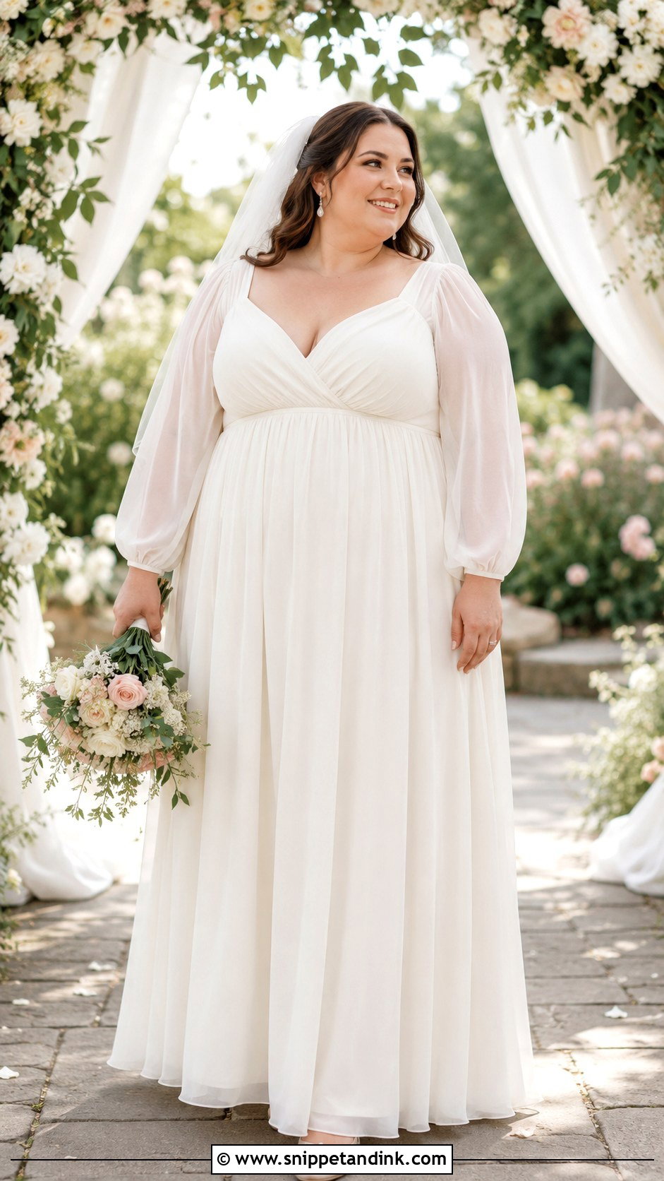Plus Size Empire Waist Wedding Dress With Sleeves - Snippet and Ink - 25 Plus Size Wedding Dresses with Sleeves