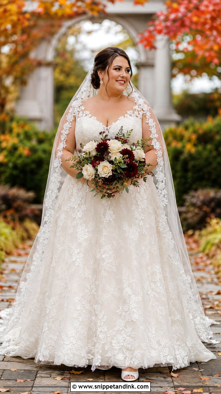 Plus Size Fall A Line Lace Wedding Dress - Snippet and Ink - 20 Fall Wedding Dress Plus Size Ideas