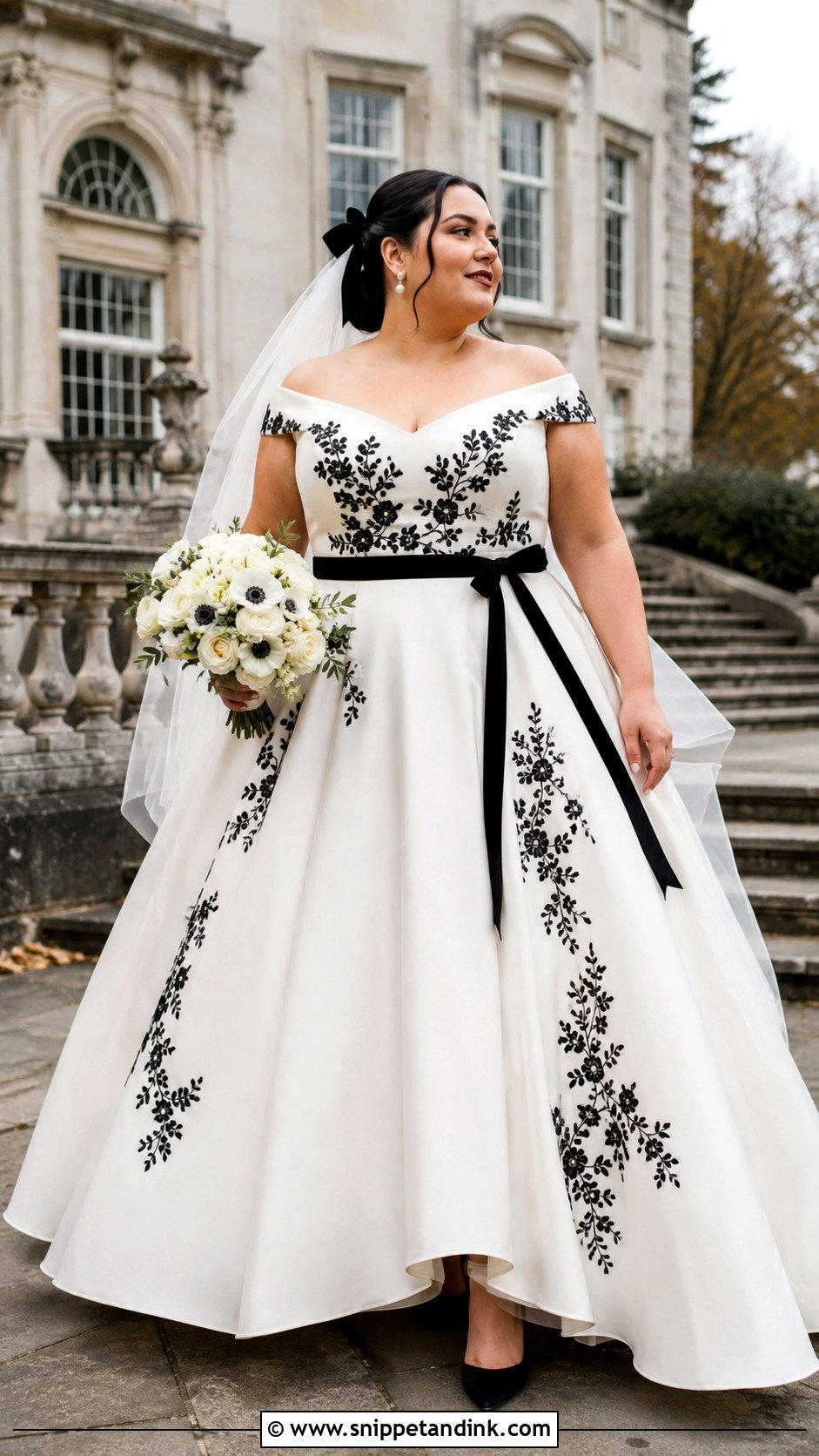 Plus Size Fall Black And White Wedding Dress - Snippet and Ink - 20 Fall Wedding Dress Plus Size Ideas