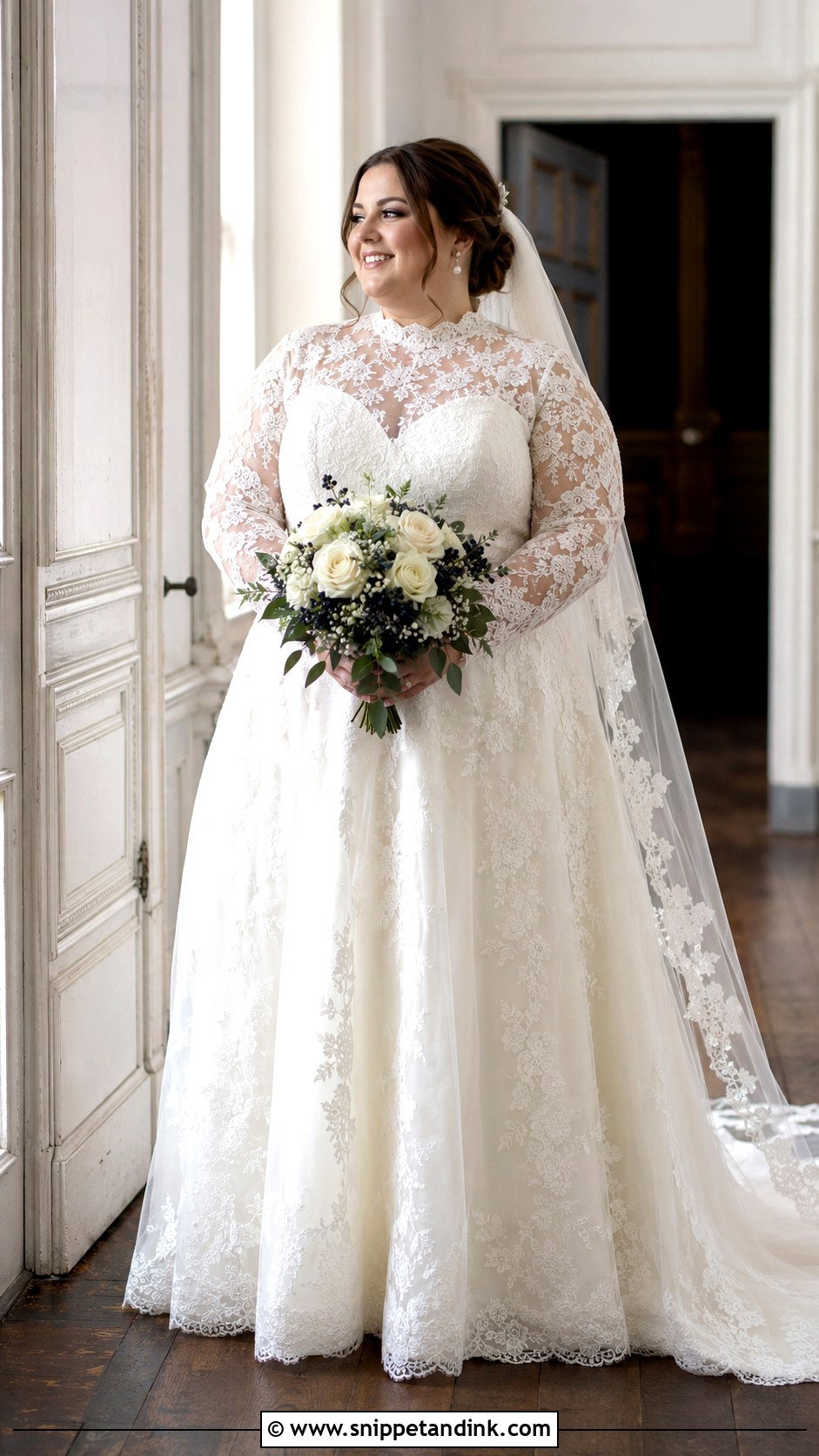 Plus Size Fall High Neck Wedding Dress - Snippet and Ink - 20 Fall Wedding Dress Plus Size Ideas