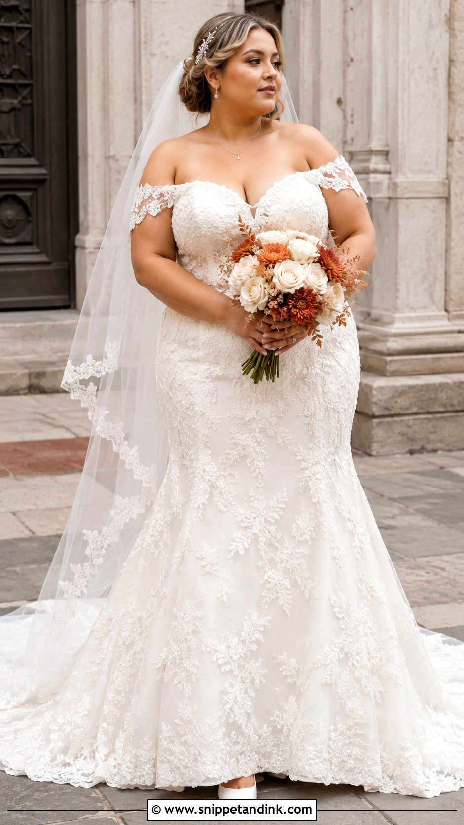 Plus Size Fall Off Shoulder Wedding Dress - Snippet and Ink - 20 Fall Wedding Dress Plus Size Ideas