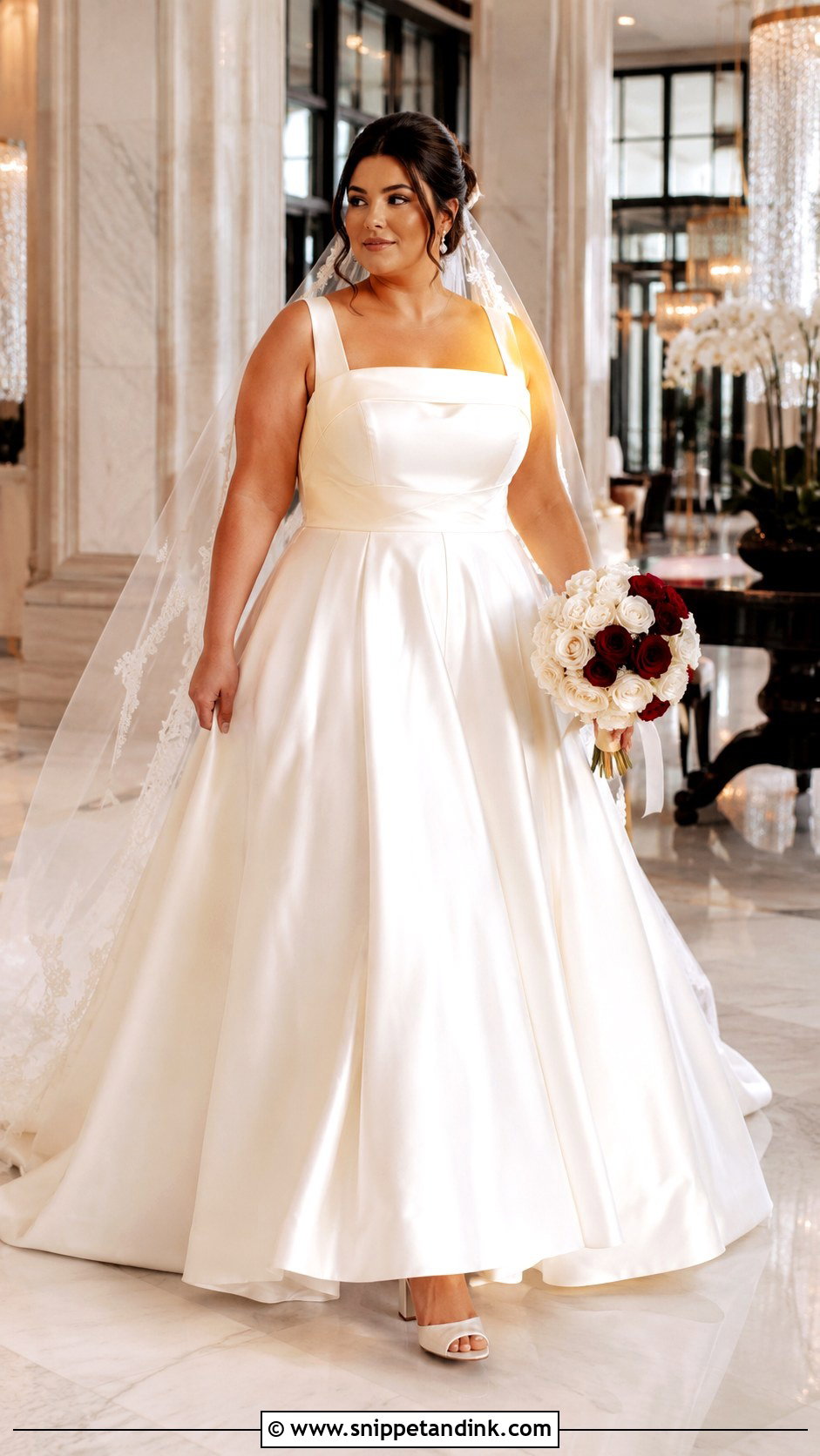 Plus Size Fall Satin Ball Gown Wedding Dress - Snippet and Ink - 20 Fall Wedding Dress Plus Size Ideas