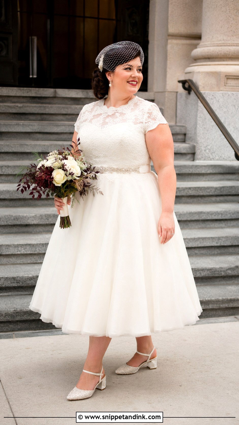 Plus Size Fall Tea Length Wedding Dress - Snippet and Ink - 20 Fall Wedding Dress Plus Size Ideas