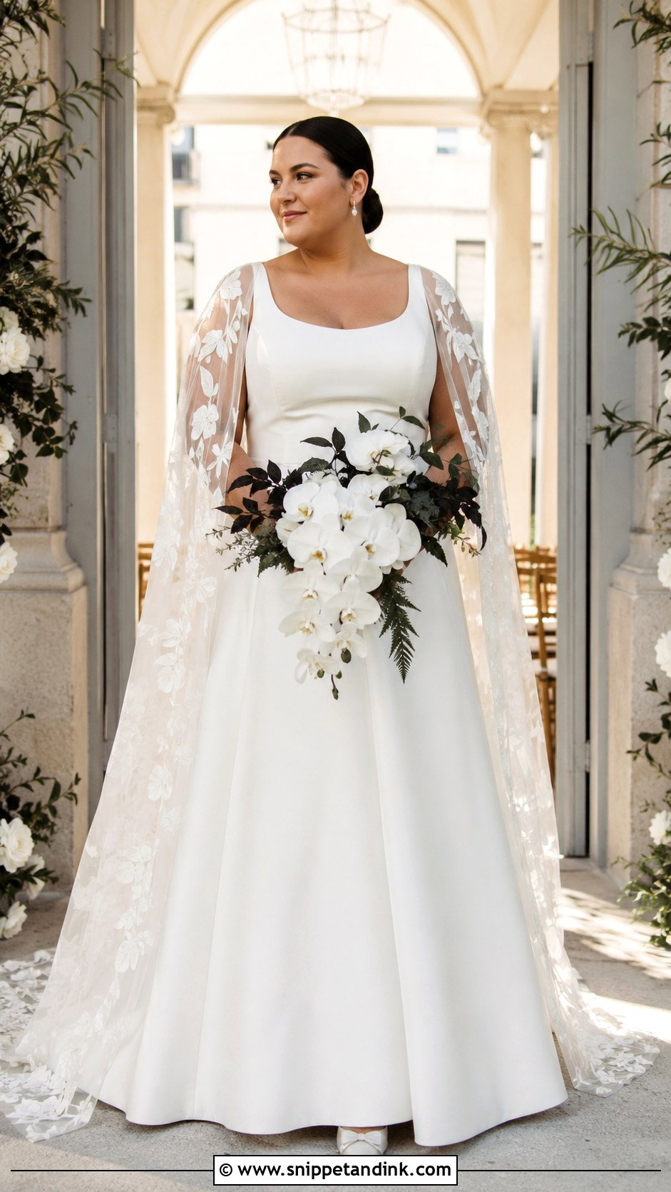 Plus Size Fall Wedding Dress With Cape - Snippet and Ink - 20 Fall Wedding Dress Plus Size Ideas
