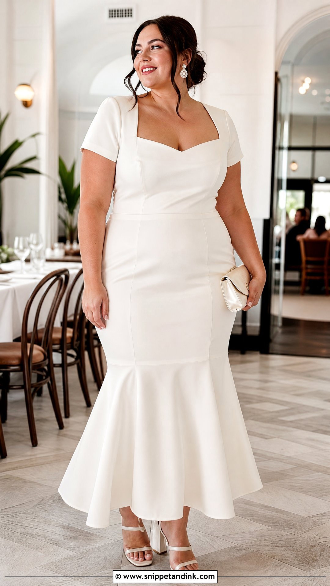 Plus Size Fit And Flare Rehearsal Dress With Block Heels - Snippet and Ink - 20 Rehearsal Dress Ideas
