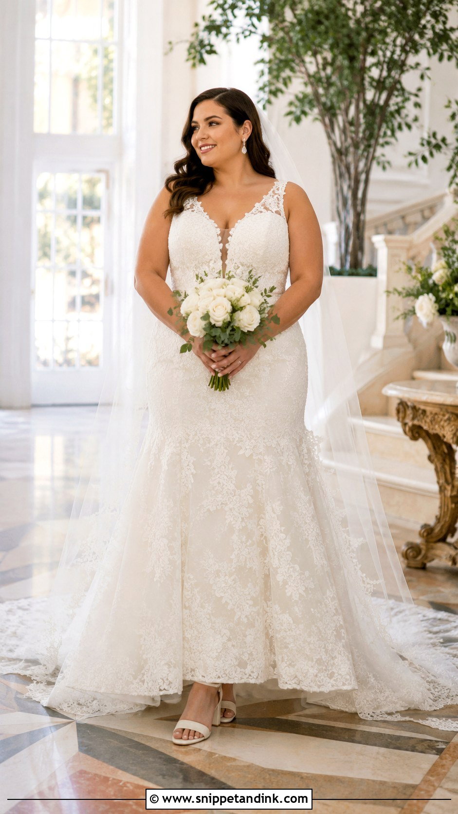 Plus Size Fit And Flare Wedding Dress With Supportive Bodice - Snippet and Ink - 20 Flare Wedding Dress Ideas